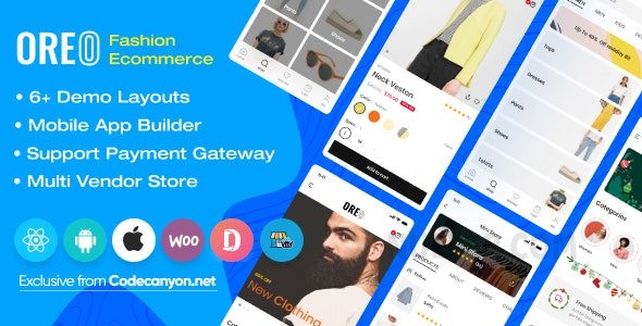 Oreo Fashion v2.8.2 – 适用于 Woocommerce 的完整 React Native 应用程序