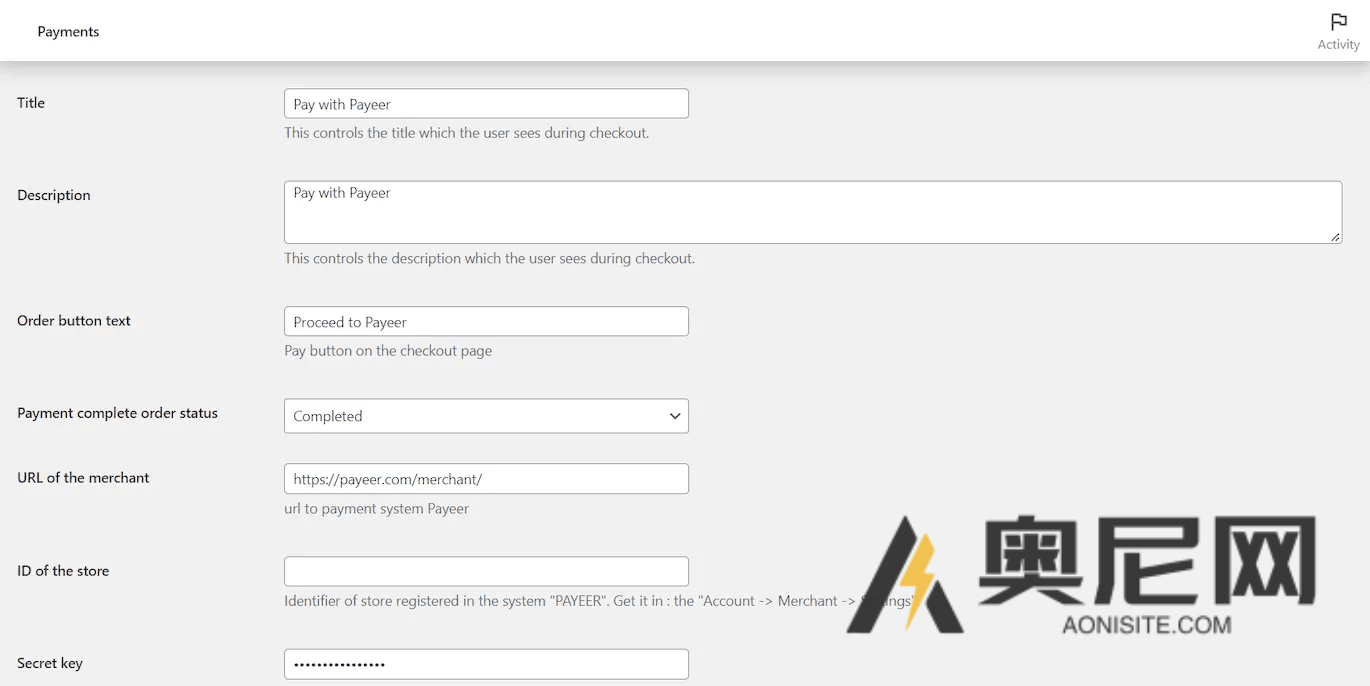 Payeer payment gateway for WooCommerce 汉化版-商城Payeer支付网关插件 Payeer payment gateway for WooCommerce 汉化版-商城Payeer支付网关插件