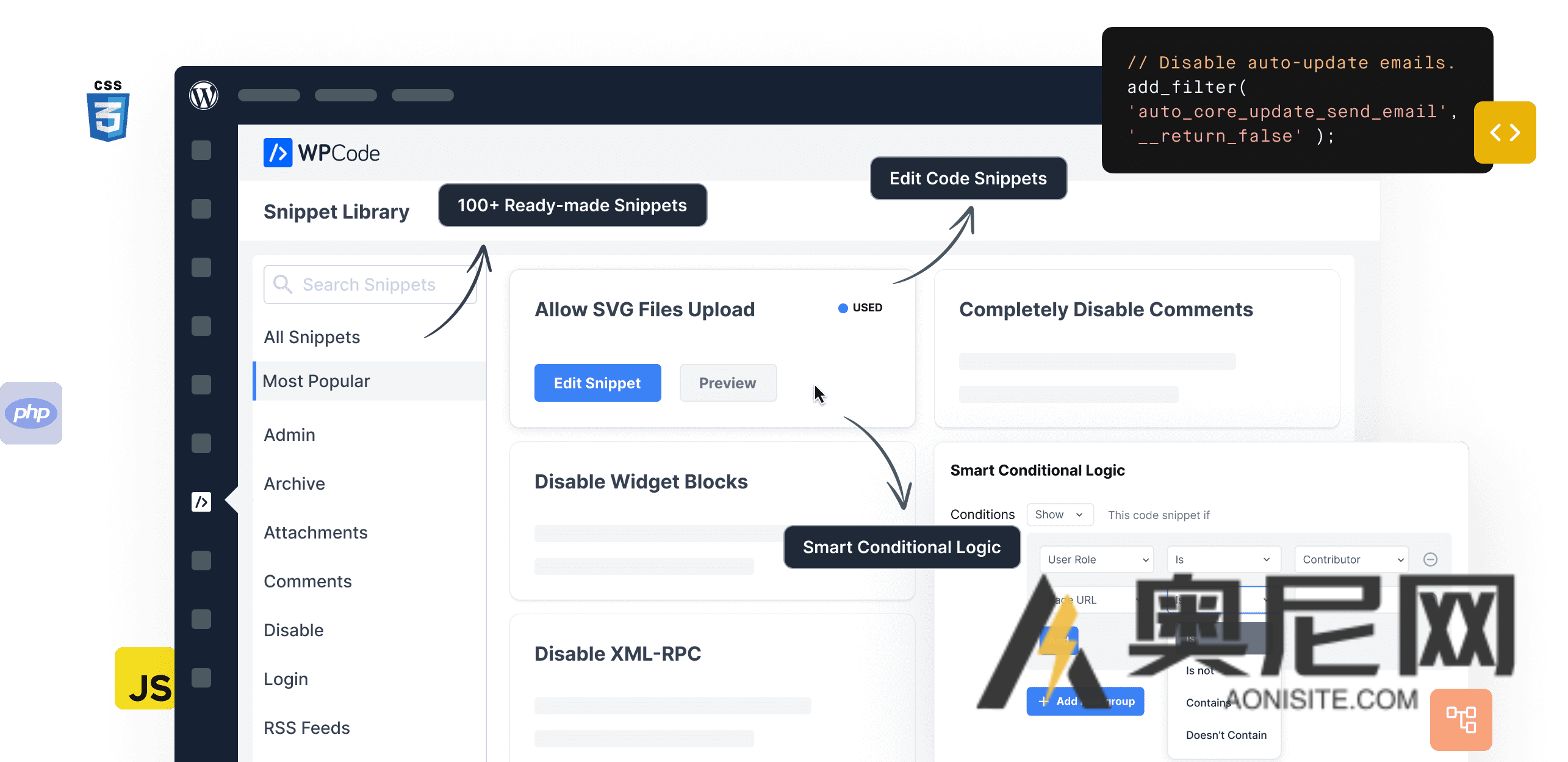 WPCode Pro 汉化版 – WordPress代码片段管理插件(含附加组件) WPCode Pro 汉化版 – WordPress代码片段管理插件(含附加组件)