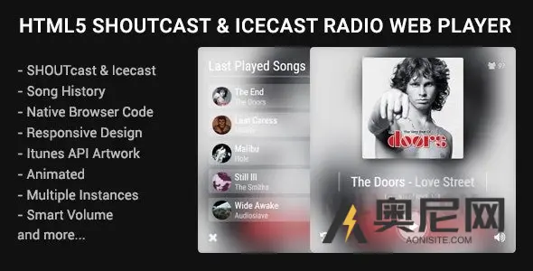 HTML5 Shoutcast & Icecast Radio Web播放器v1.2