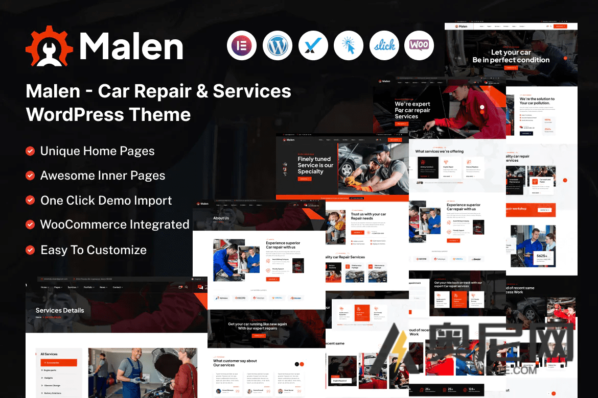 Malen-汽车服务和维修WordPress主题(含demo演示包) Malen-汽车服务和维修WordPress主题(含demo演示包)