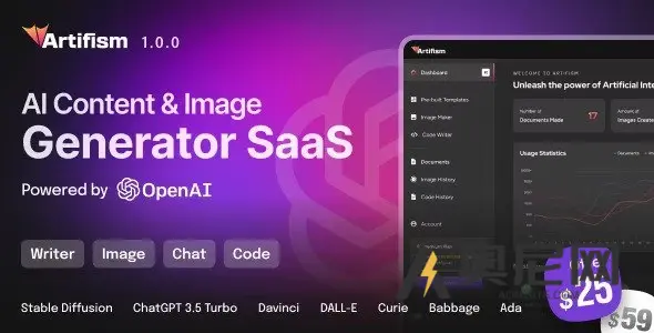 Artifism v3.9.0 – AI内容和图像生成器SaaS