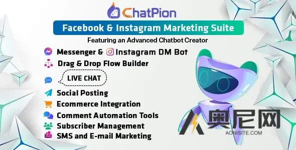 ChatPion v9.4.3 – 适用于Facebook、Instagram、电子商务、短信/电子邮件和社交媒体营销（SaaS）的AI聊天机器人