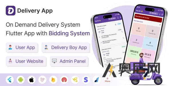 Delivery App v27.0 – 按需交付系统 Flutter App with biding system |快递应用程序 Delivery App v27.0 – 按需交付系统 Flutter App with biding system |快递应用程序