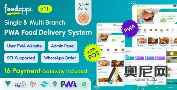 FoodAppi v1.8 – 使用管理面板订购 PWA 送餐系统和 WhatsApp 菜单订购 |餐厅 POS