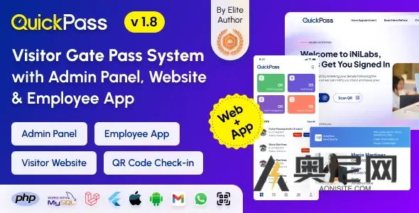 QuickPass v1.8 - 访客通行证系统，带有管理面板、网站和员工应用程序