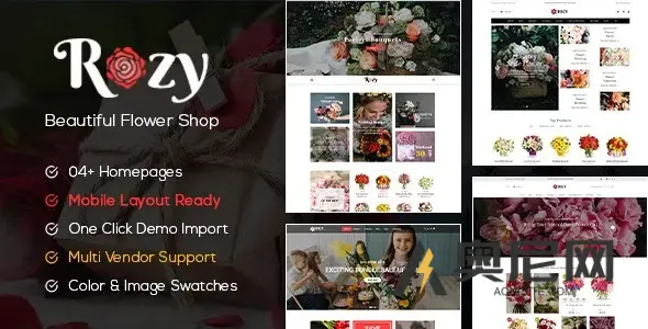 Rozy v1.2.25 – 花店 WooCommerce WordPress 主题（4+ 索引 + 移动布局准备就绪）