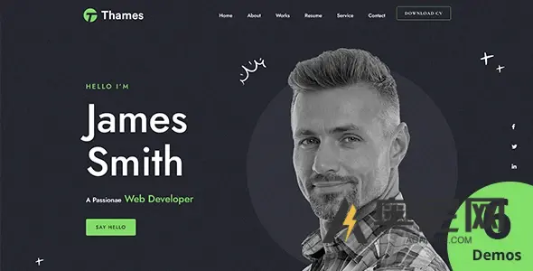 泰晤士河 v1.0 – 个人作品集 WordPress 主题