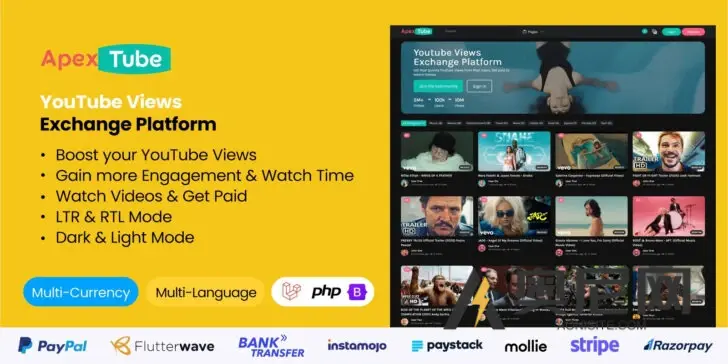 ApexTube v1.0.0 – YouTube 浏览量交换平台
