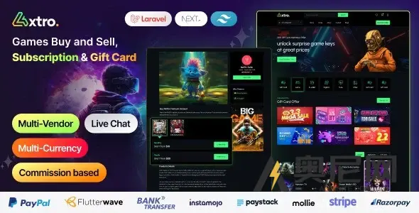 Axtro v2.2.0 – 游戏购买和销售，订阅和礼品卡Laravel脚本