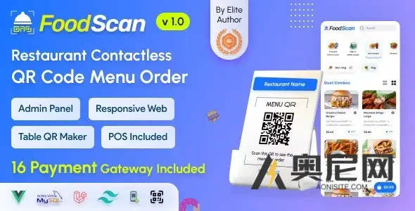FoodScan v2.0 – 二维码餐厅菜单制作器和带餐厅 POS 的非接触式餐桌订购系统
