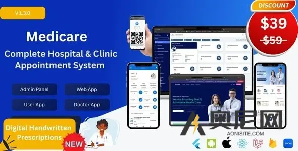 Medicare v1.3.0 - 带有管理员、网络、用户和医生应用程序的医院和诊所管理和预约系统 Medicare v1.3.0 - 带有管理员、网络、用户和医生应用程序的医院和诊所管理和预约系统