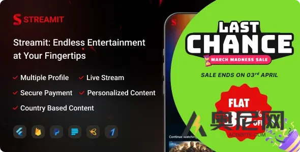 Streamit – OTT Streaming Flutter 应用程序（附加组件）v1.1.4