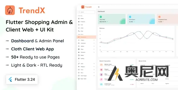 TrendX v1.0 – Flutter Cloth Admin & Client Web + UI 套件