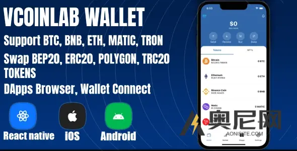 VCoinLab v1.0 – 最佳加密钱包 React Native 模板