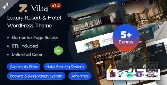 Viba v1.4 – 豪华度假村和酒店元素WordPress主题
