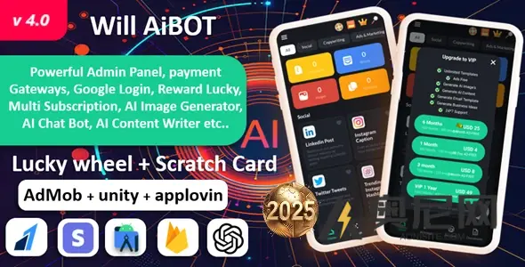 Will AI 机器人 v4.0 – ChatGPT AI 内容编写器应用程序 |AI 图像 AI |Lucky Wheel & Scratch 支付网关 Will AI 机器人 v4.0 – ChatGPT AI 内容编写器应用程序 |AI 图像 AI |Lucky Wheel & Scratch 支付网关