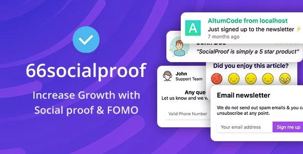 66socialproof v47.0.0 – 社交证明和FOMO小部件通知