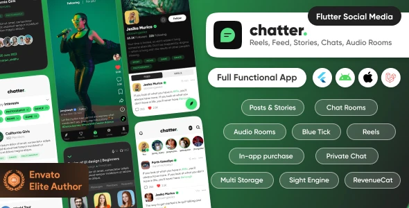 Chatter – 带有聊天室、帖子、故事、聊天 Flutter/Laravel 的终极社交媒体