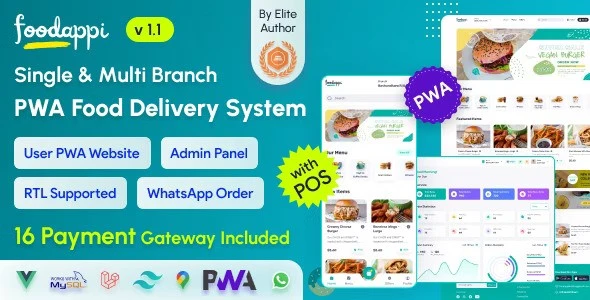 FoodAppi v2.0 – 使用管理面板订购 PWA 送餐系统和 WhatsApp 菜单 |餐厅 POS