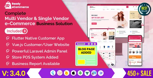 Ready ecommerce v3.5.0 – 完整的多供应商电子商务移动应用程序、网站、Rider 应用程序与卖家应用程序