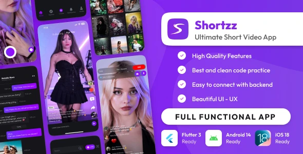 Shortzz – Tiktok Clone – 短视频应用程序 带有管理面板 Flutter/Laravel 的直播应用程序