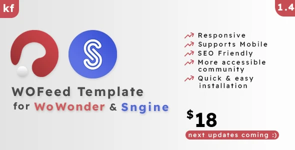 WOFeed v1.4 - WoWonder & Sngine的终极欢迎页面主题