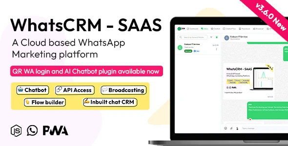 WhatsCRM v3.6.0 – 聊天机器人、Flow Builder、API 访问、WhatsApp CRM SAAS 系统