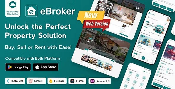 eBroker v1.2.3 – 带有 Laravel 管理面板的房地产 Buy-Rent-Sell Flutter 应用程序